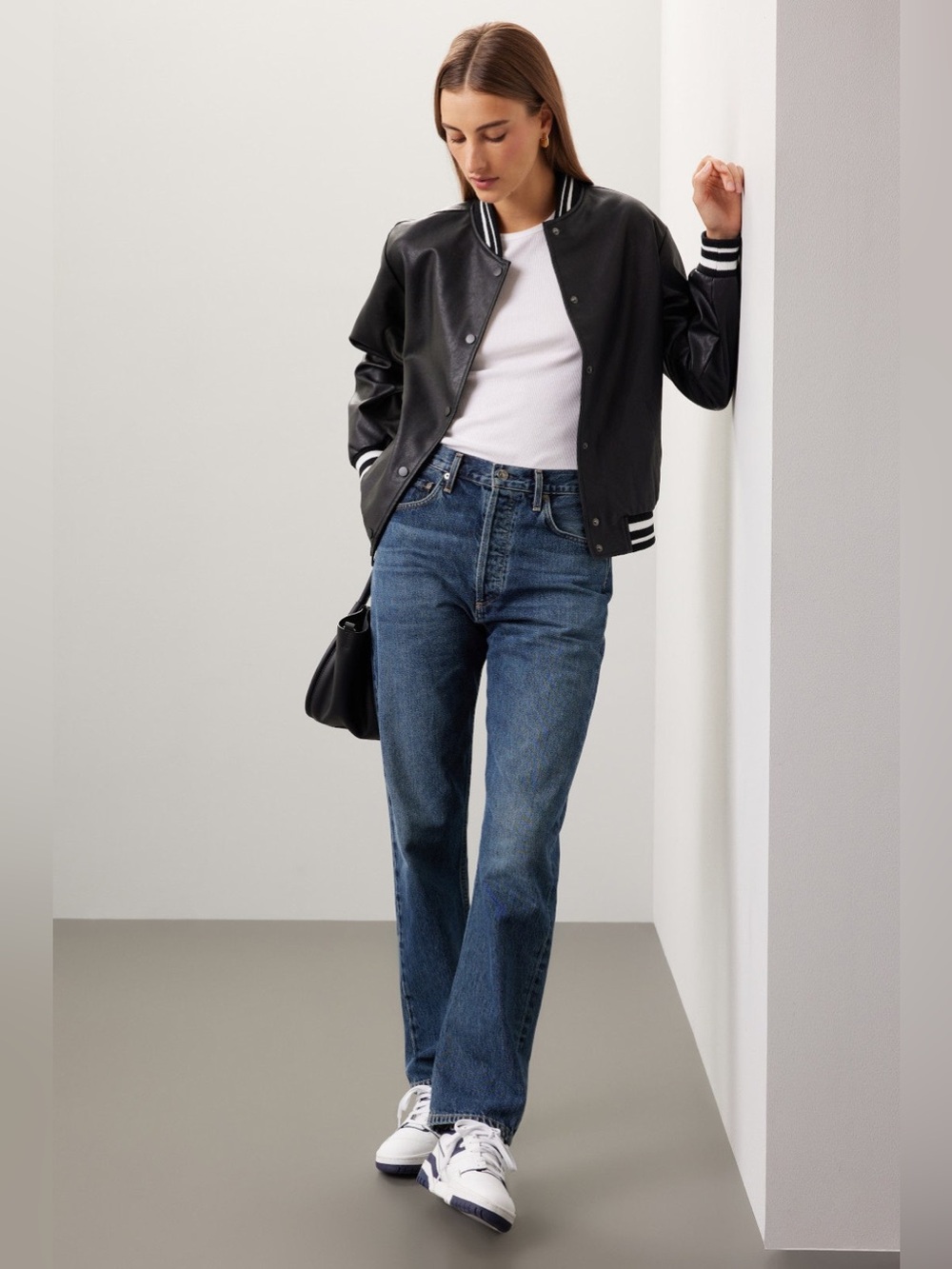 Slate & Willow Varsity Faux Leather Jacket - Picture 6 of 8